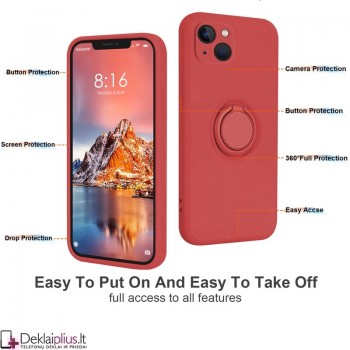 Vennus švelnaus silikono dėklas su žiedu - raudonas (Apple Iphone 13) Vennus švelnaus silikono dėklas su žiedu - raudonas (Apple Iphone 13)